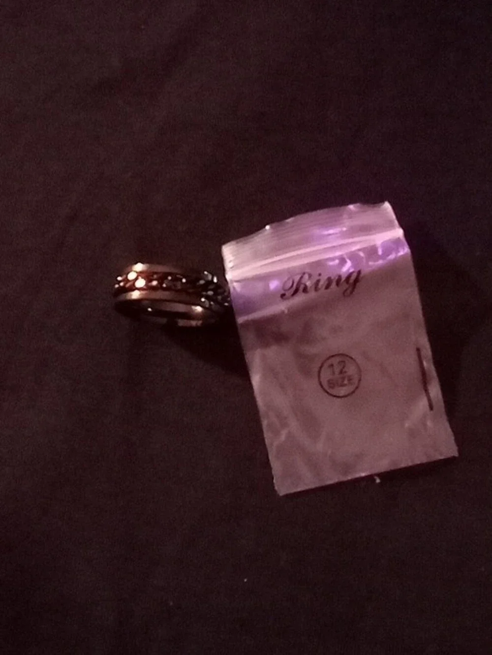 Ring Two-Tone Metal Band with Black Accents